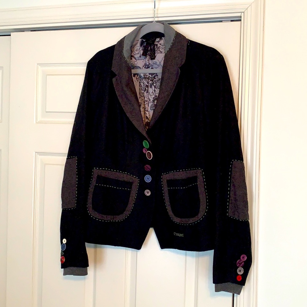 Desigual Wool Jacket Button Down Blazer - image 1